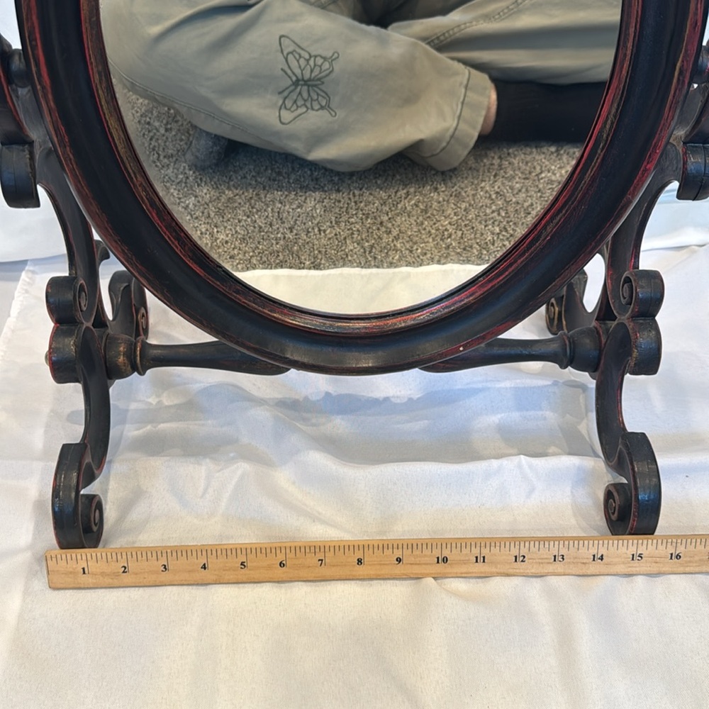 Elegant Black Oval Large Table Top Vanity Mirror by Euromarchi - Made in Italy - Picture 8 of 9